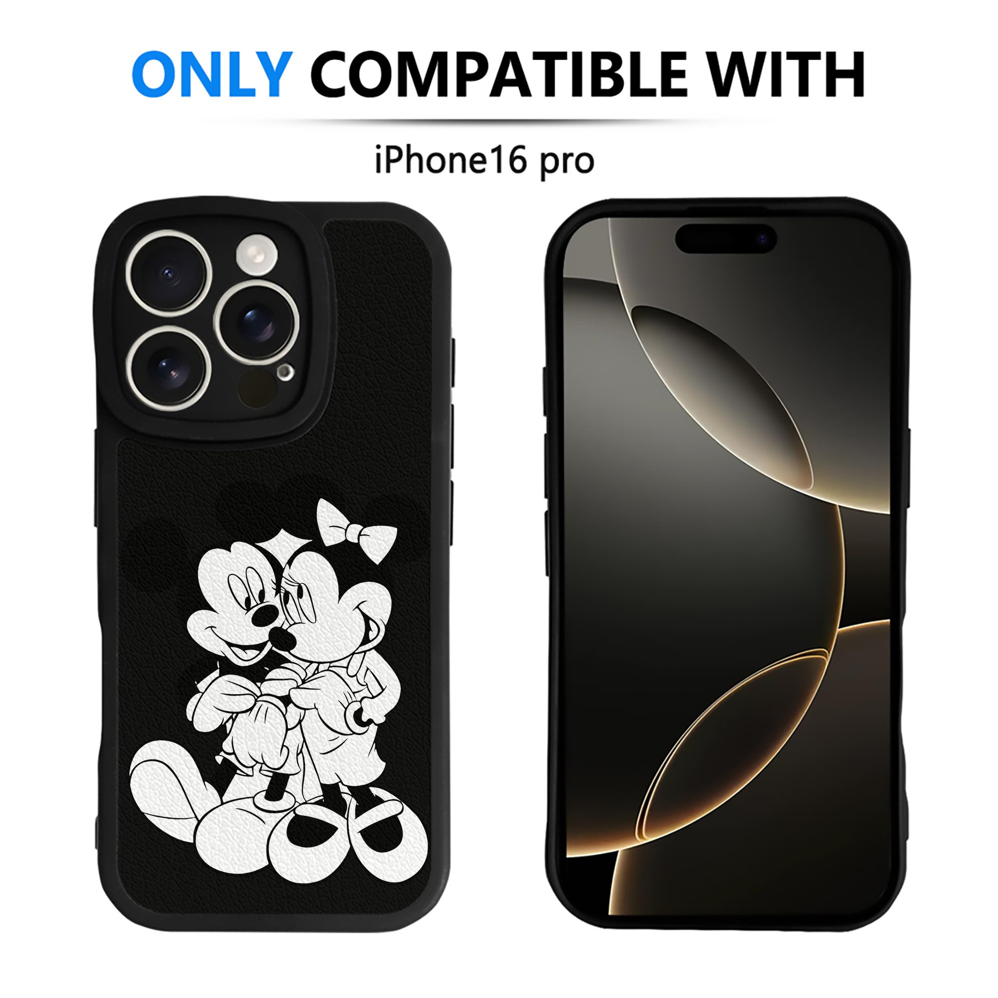 （画像用） ミッキーマウス Mickey Mouse 【iPhone 16シリーズ対応】シリコンスマホケース（レザー調） 材質：シリコン